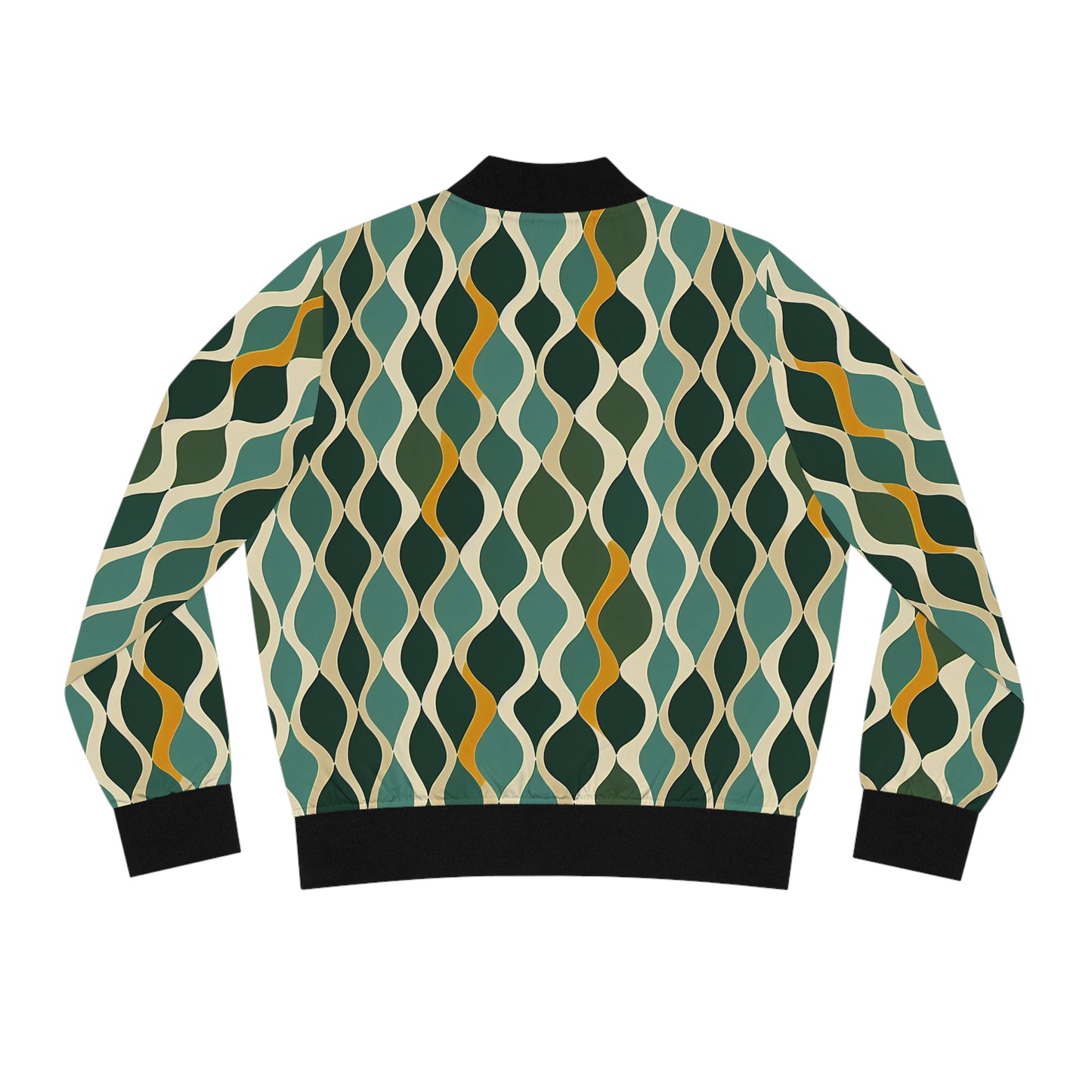 Women's Bomber Jacket - Deco Aqua Ringlets