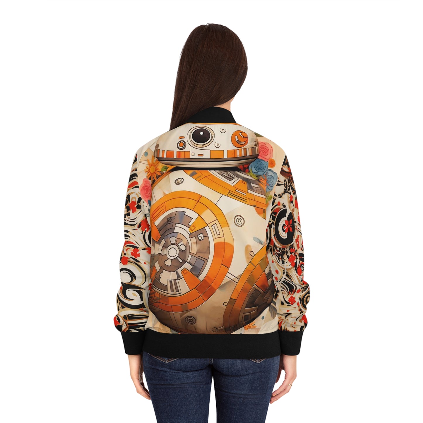 Women's Bomber Jacket - BB-8 Paper Cut Craft Illustration