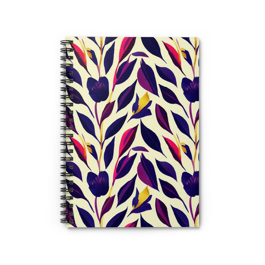 Spiral Notebook with Ruled Line - Violet Flourish Damask