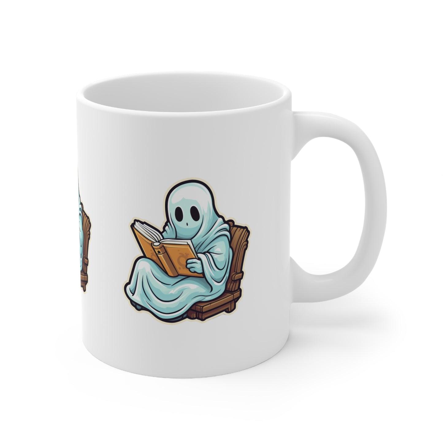 Ghost Reading Books Ceramic Mug, Halloween Teacher Gift, Librarian, Ghost, Halloween Mug