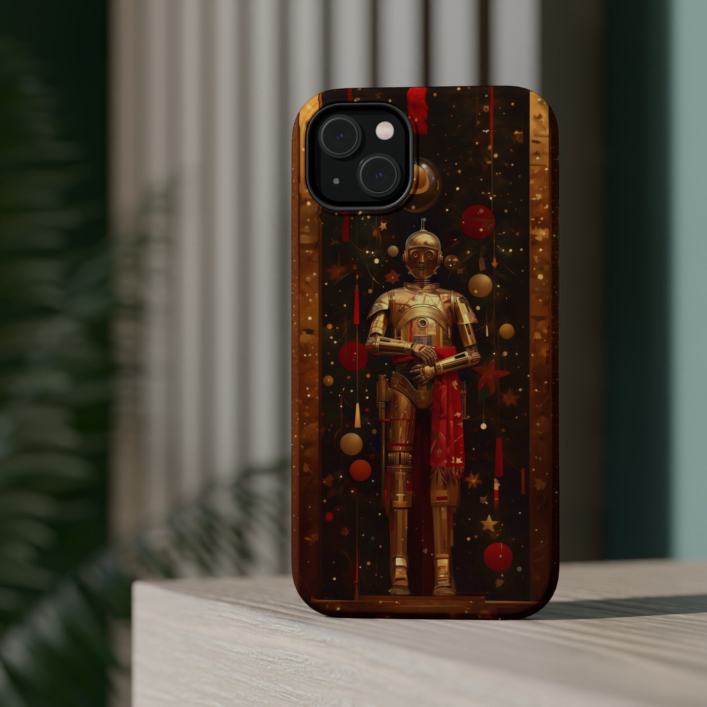 MagSafe Tough iPhone Case - C3P0 Christmas Card painted by Norman Rockwell