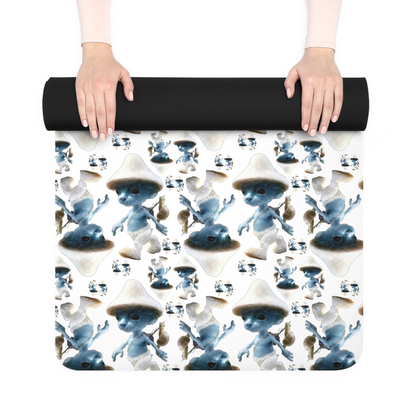 Rubber Yoga Mat - Smurf Cat Pattern