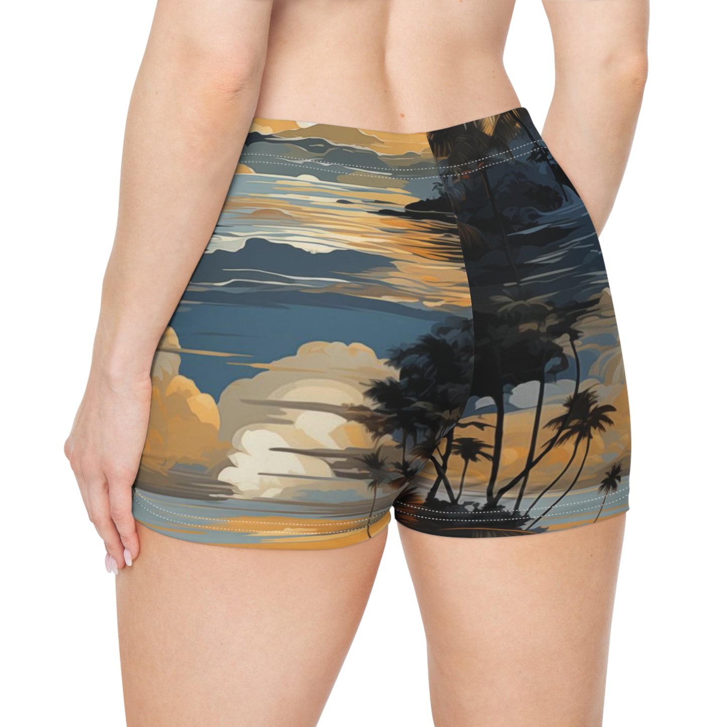 Workout Shorts - Bjrn Padmasana Palm Trees