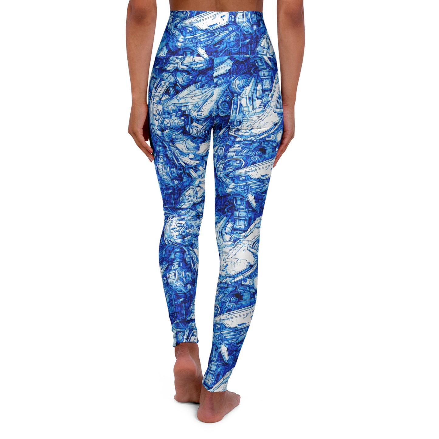 High Waisted Leggings - Mecha Blueprint