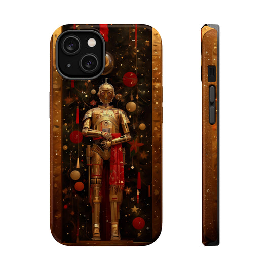 MagSafe Tough iPhone Case - C3P0 Christmas Card painted by Norman Rockwell