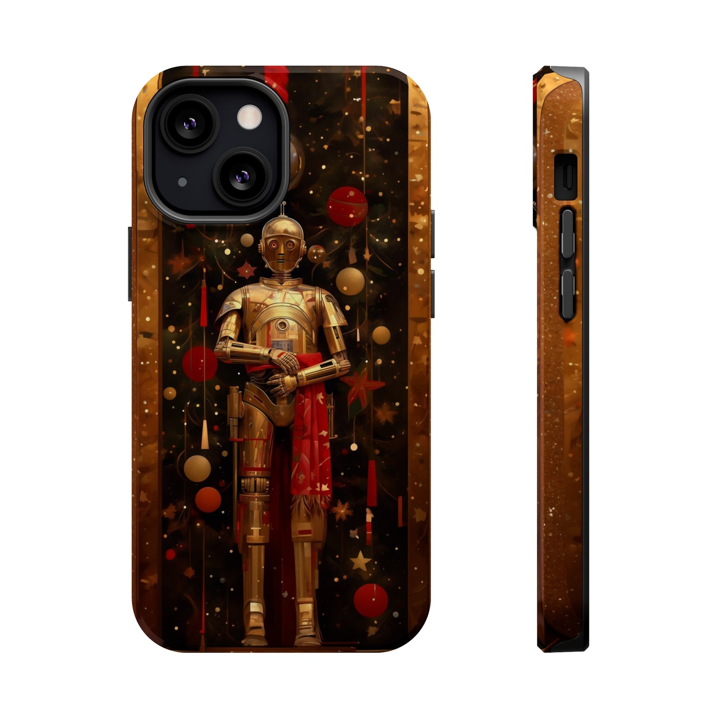 MagSafe Tough iPhone Case - C3P0 Christmas Card painted by Norman Rockwell