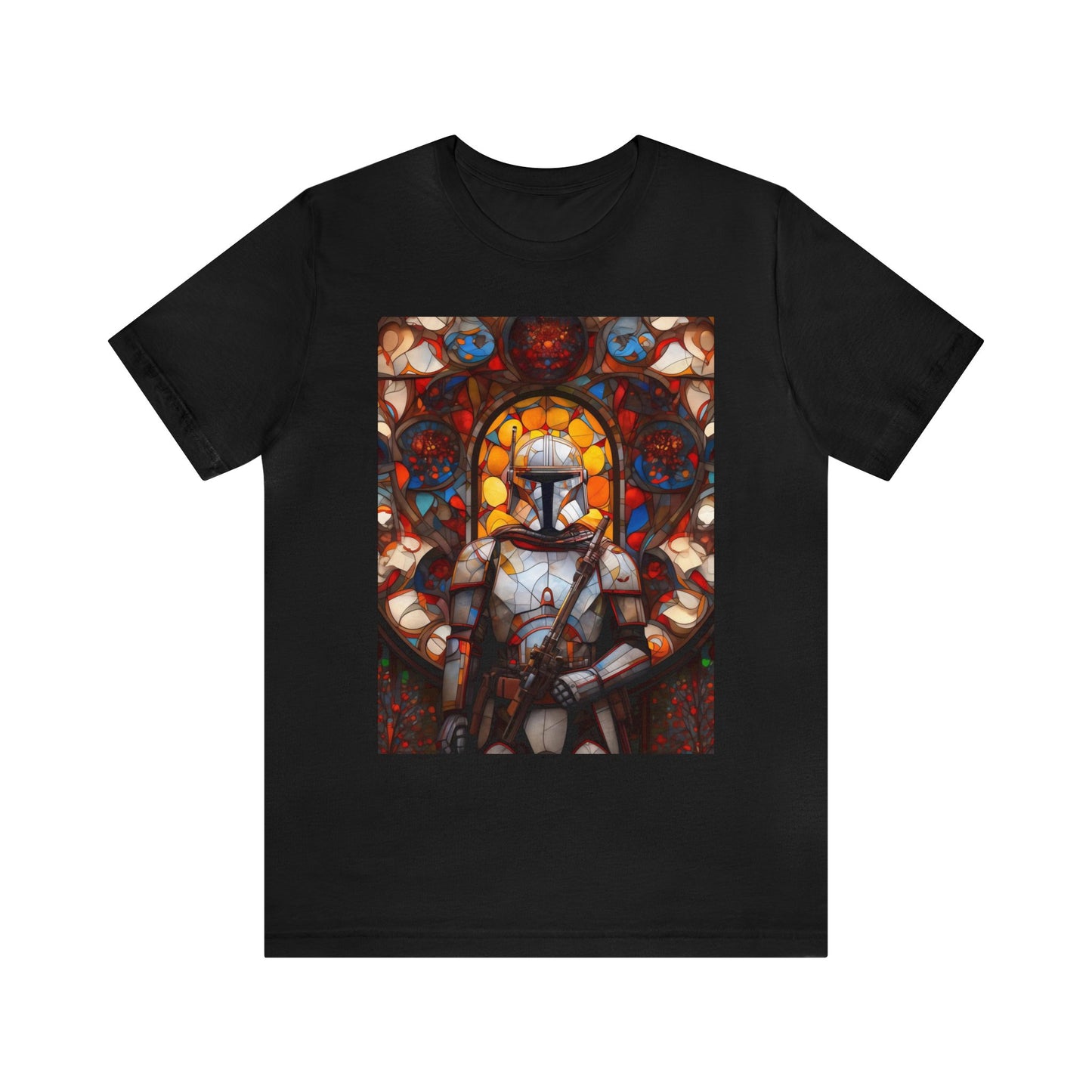 Unisex Jersey Short Sleeve Tee - Snow trooper Catholic Stained Glass Window