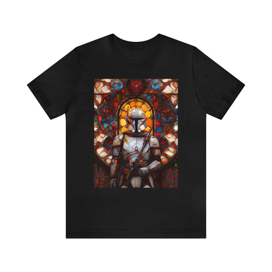 Unisex Jersey Short Sleeve Tee - Snow trooper Catholic Stained Glass Window