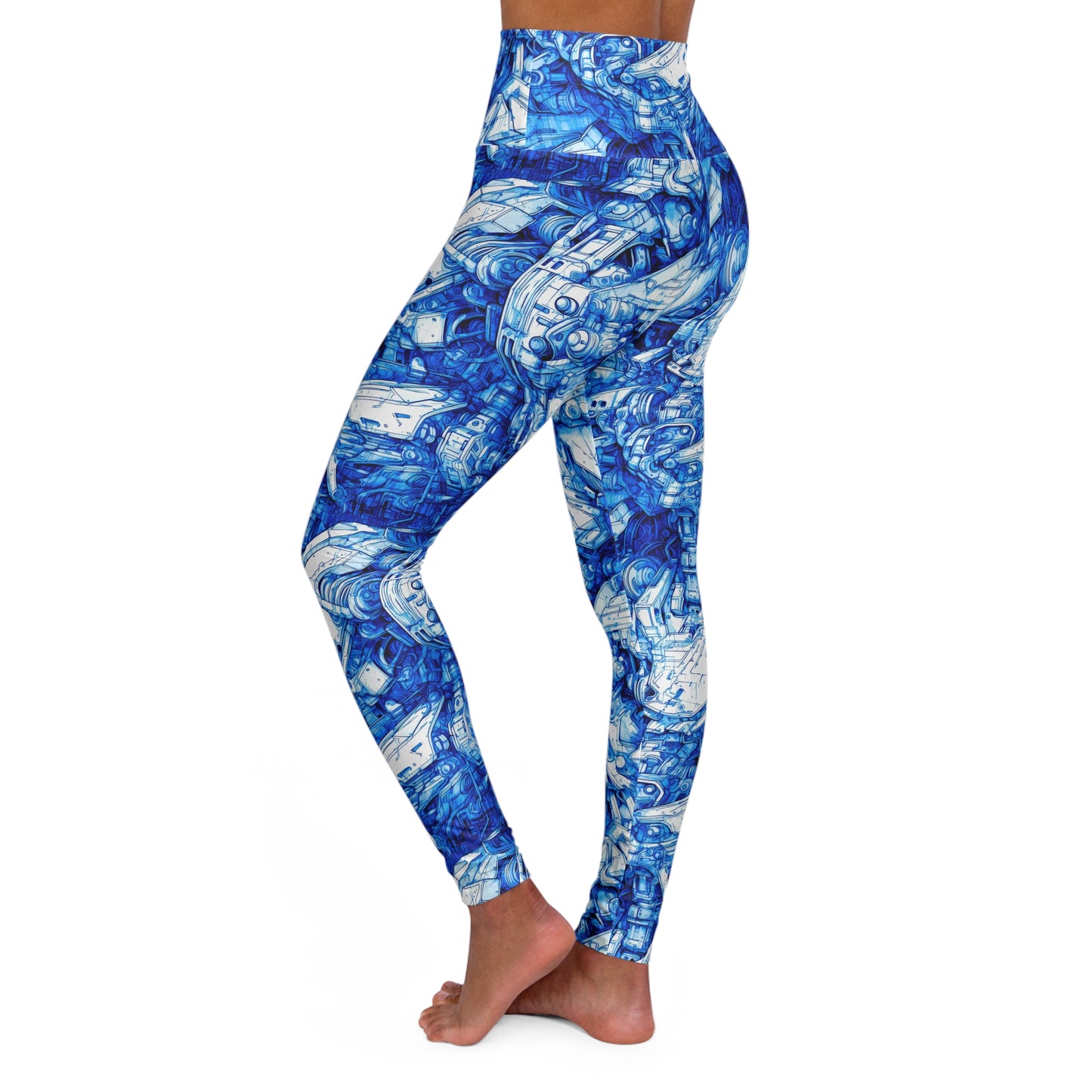 High Waisted Leggings - Mecha Blueprint