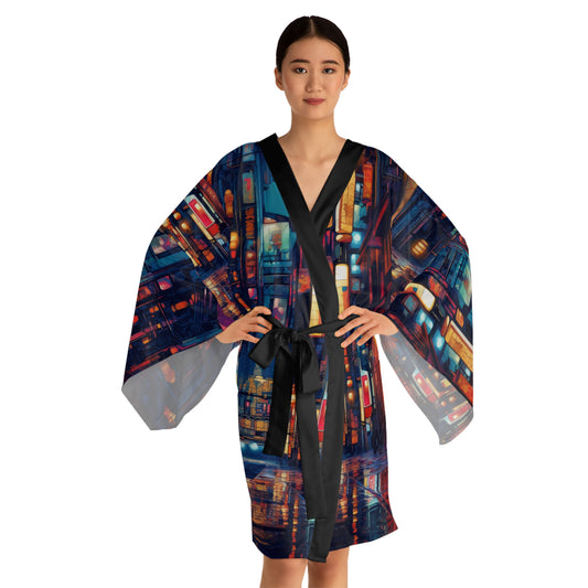 Long Sleeve Kimono Robe - Wandering Osaka