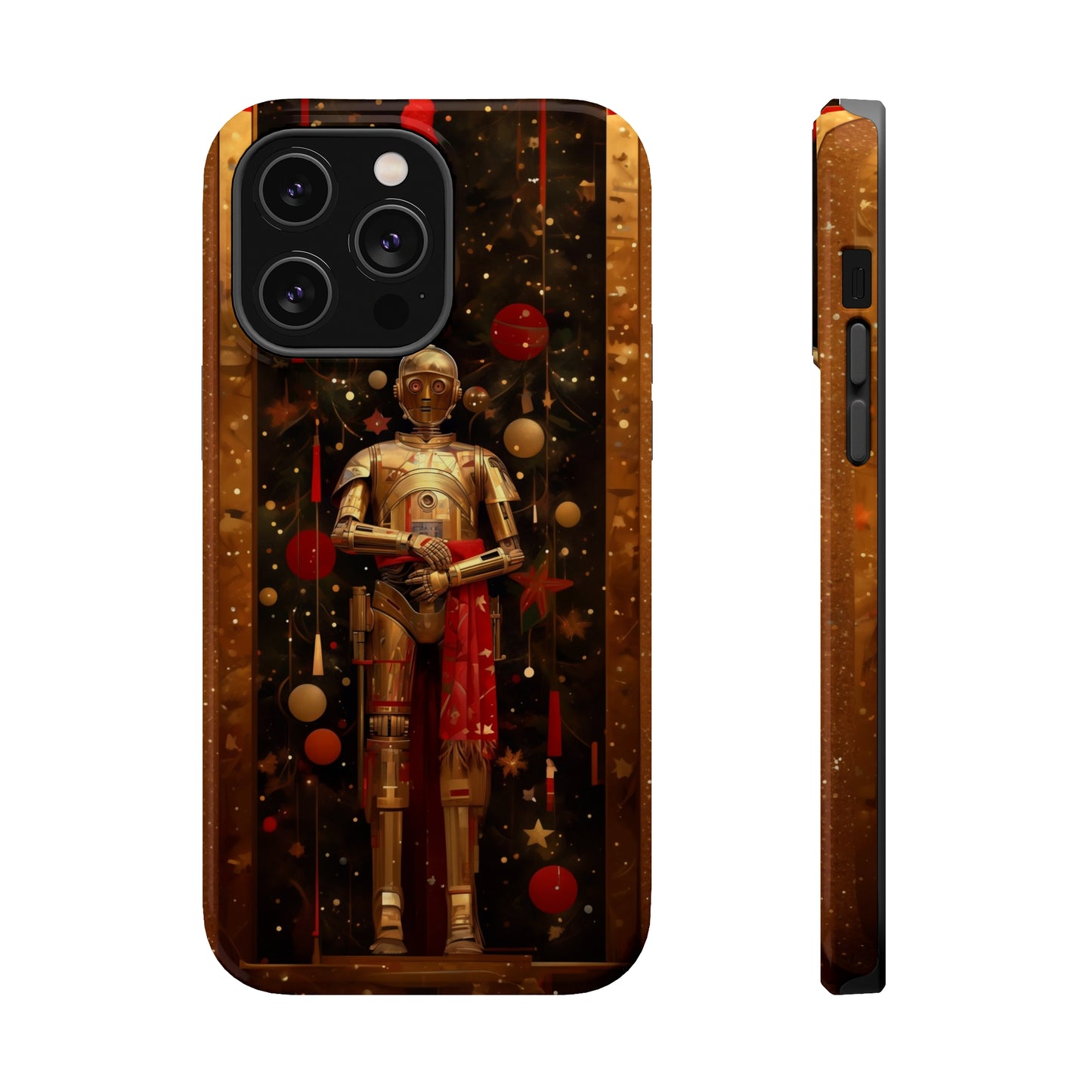 MagSafe Tough iPhone Case - C3P0 Christmas Card painted by Norman Rockwell