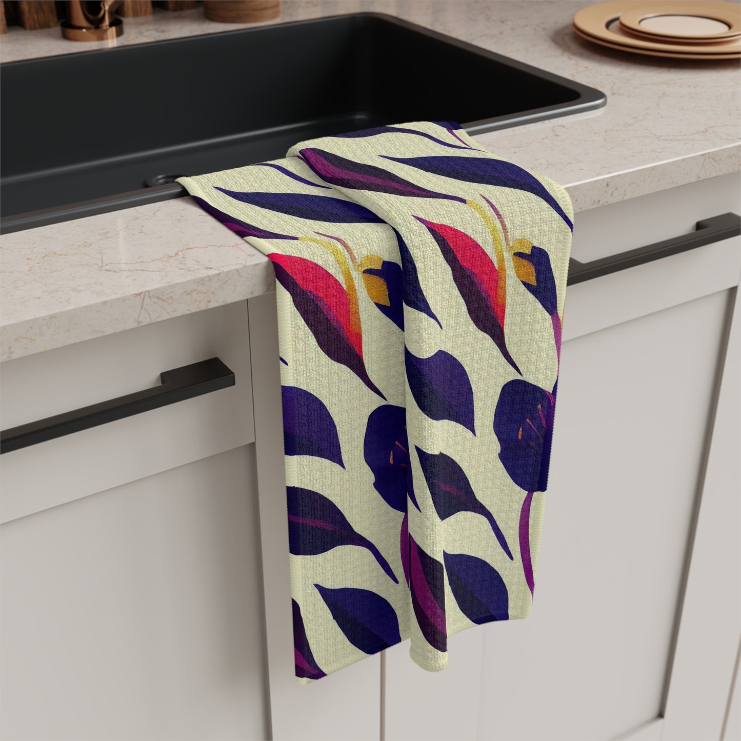 Soft Tea Towel - Violet Flourish Damask