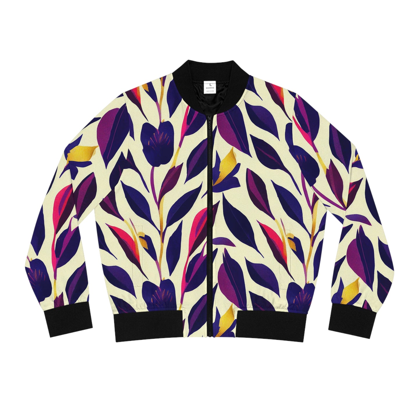 Women's Bomber Jacket - Violet Flourish Damask