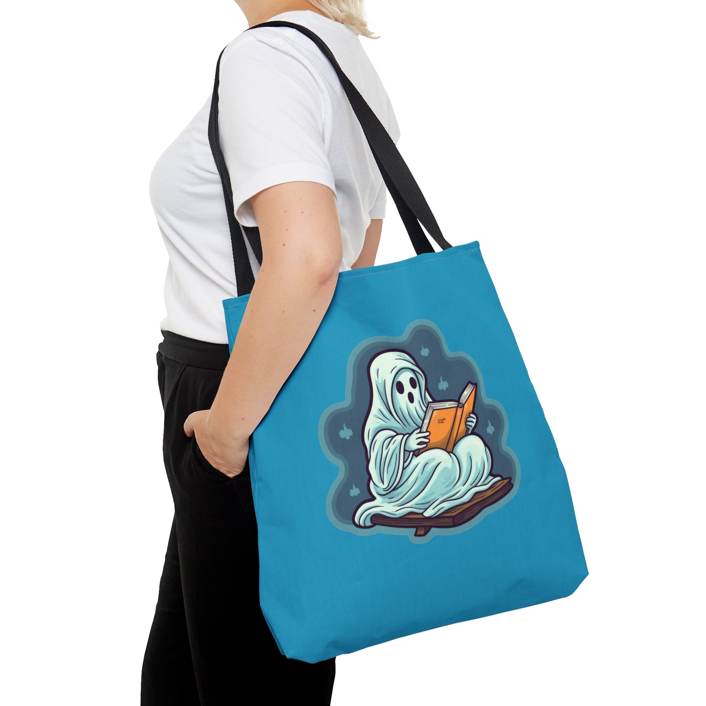 Bookish Ghost Tote Bag, Halloween Literary Tote, Teacher's Halloween Present, Librarian Themed Tote Bag, Spooky Ghost Tote Bag