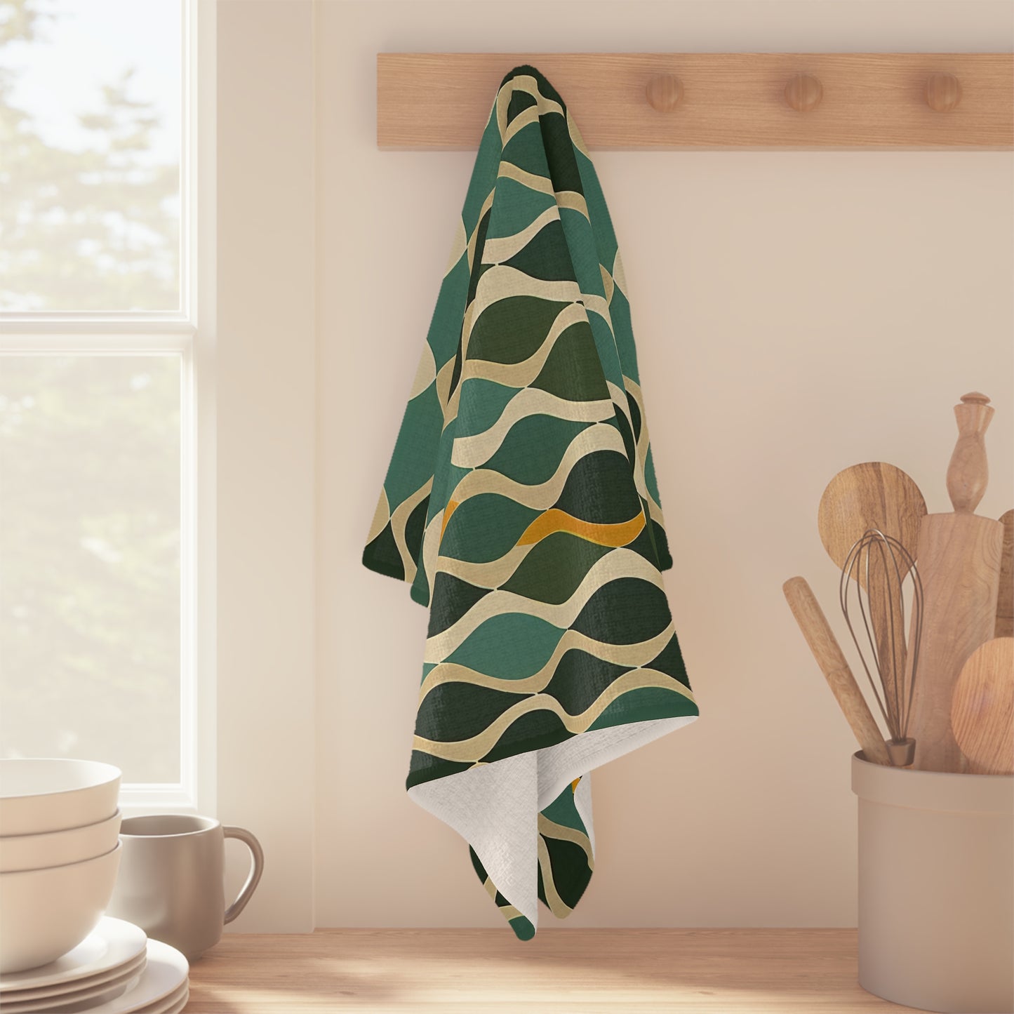 Soft Tea Towel - Deco Aqua Ringlets