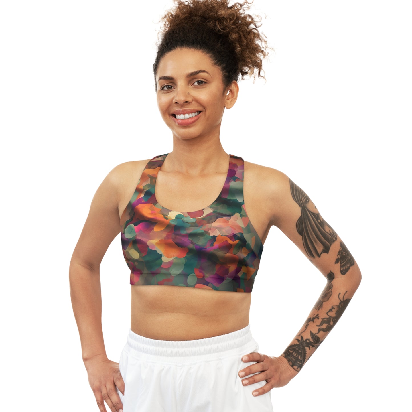 Sports Bra - Impressionist Poppy.