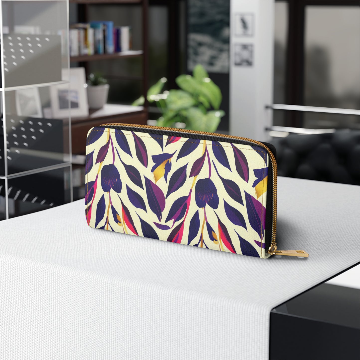 Zipper Wallet - Violet Flourish Damask