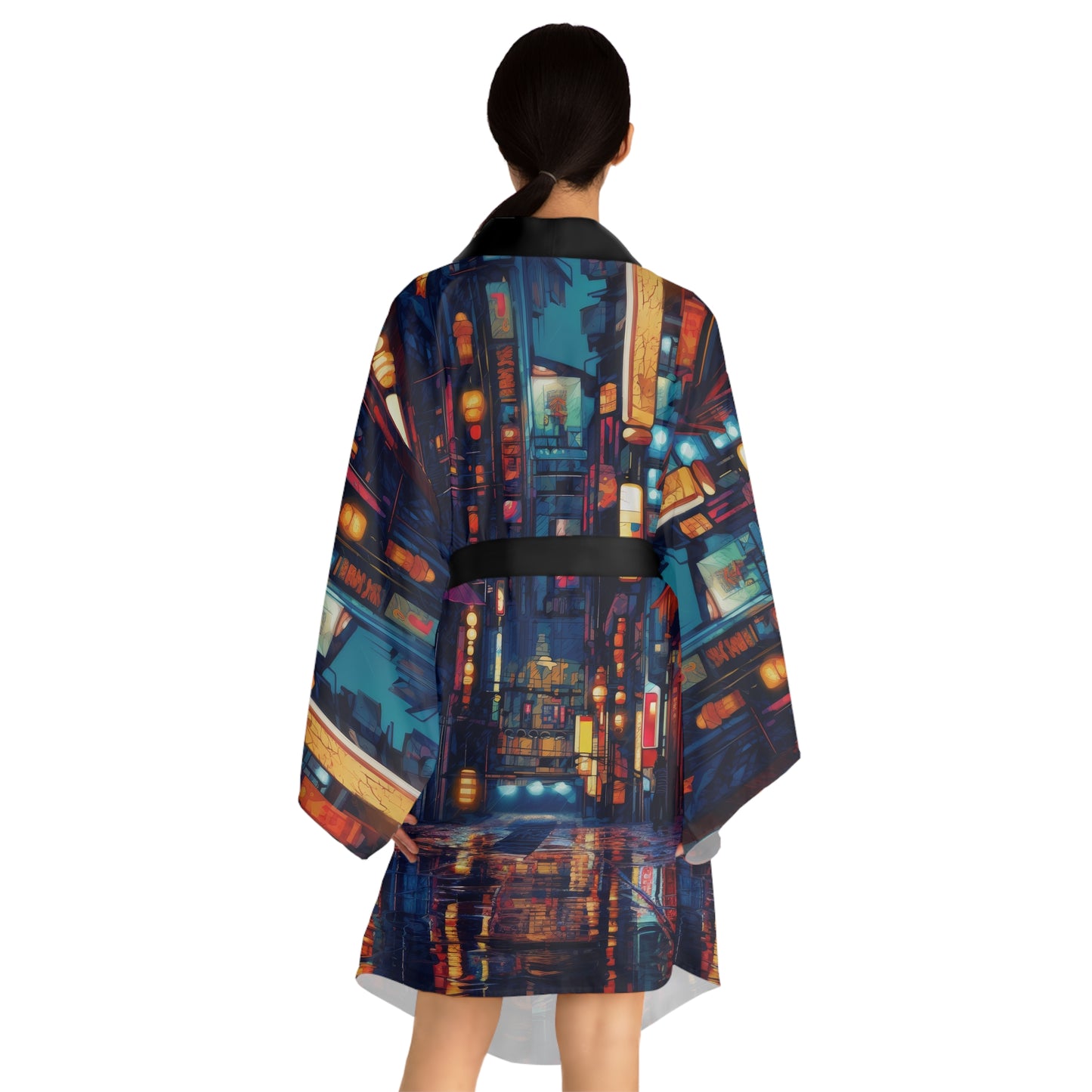 Long Sleeve Kimono Robe - Wandering Osaka