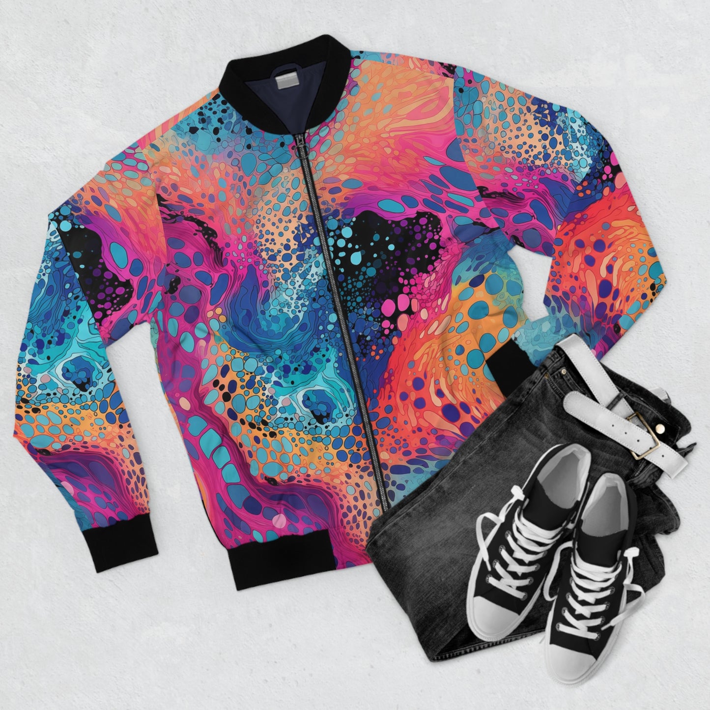 Men's Bomber Jacket - Godiva Aeonflux Tie Dye