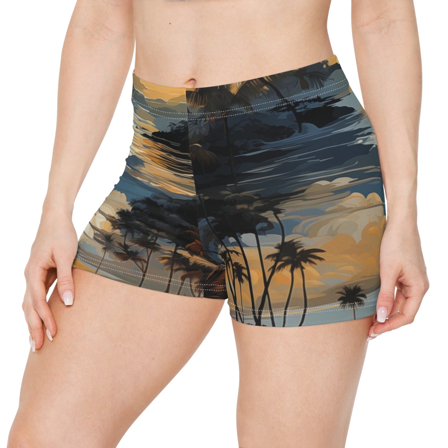 Workout Shorts - Bjrn Padmasana Palm Trees