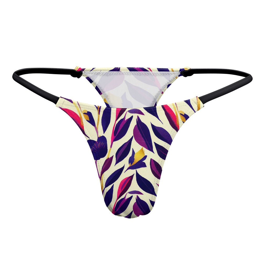 Women's Thin Thong - Violet Flourish Damask