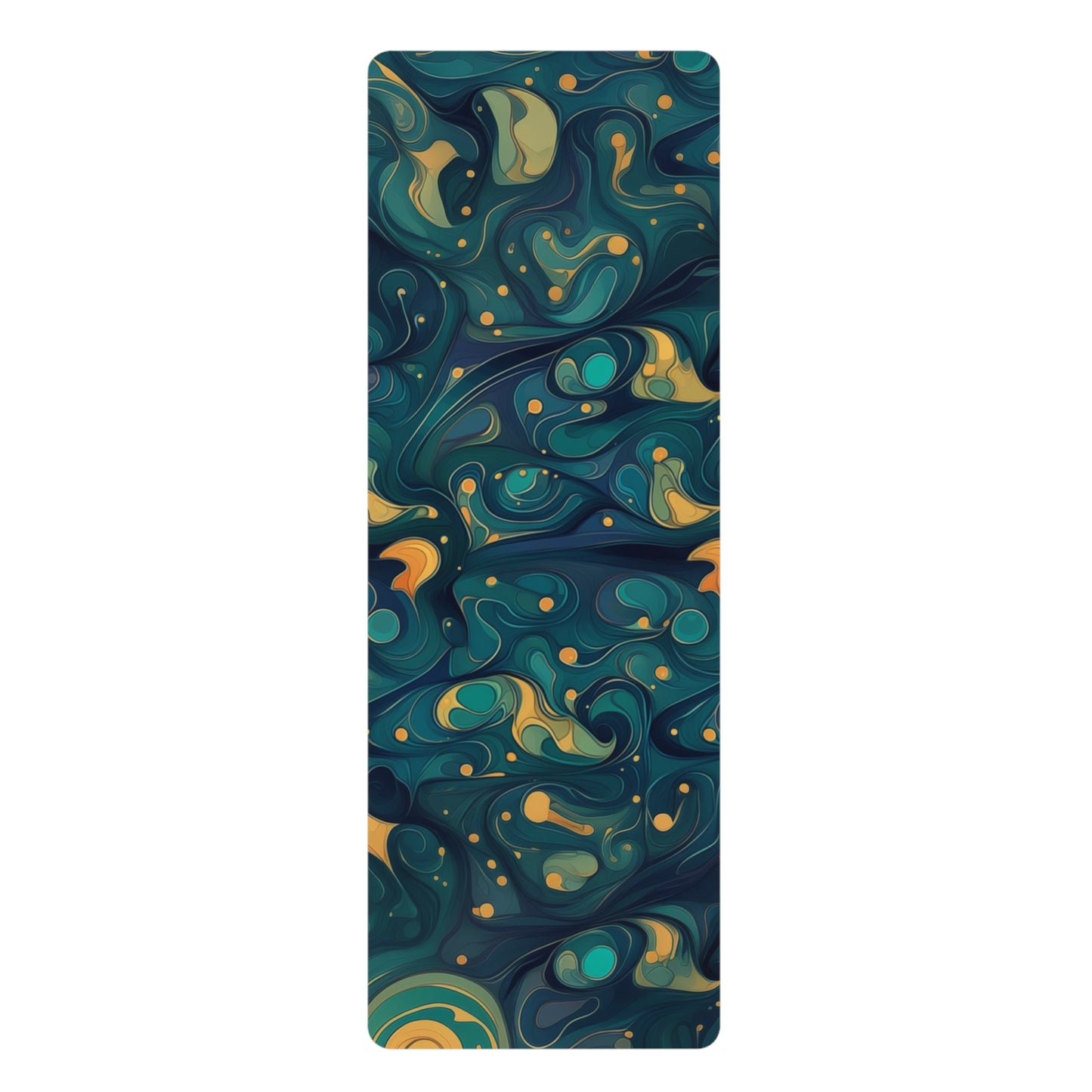 Rubber Yoga Mat- Kenric Trikonasana 70s Sci Fi Nebula