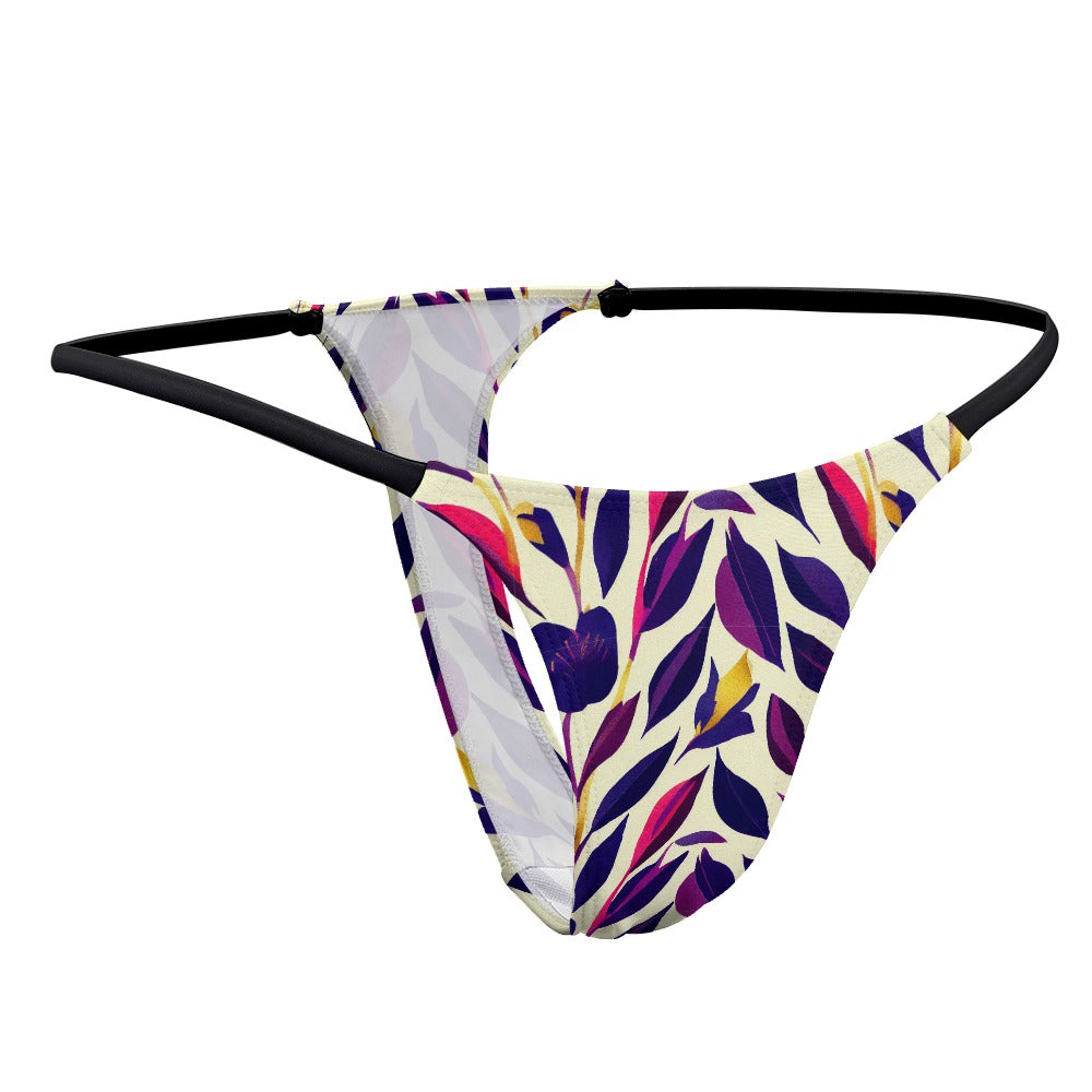 Women's Thin Thong - Violet Flourish Damask