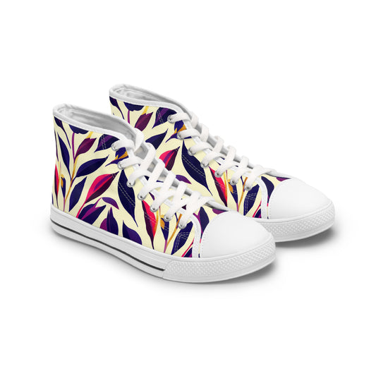 Women's High Top Sneakers - Violet Flourish Damask