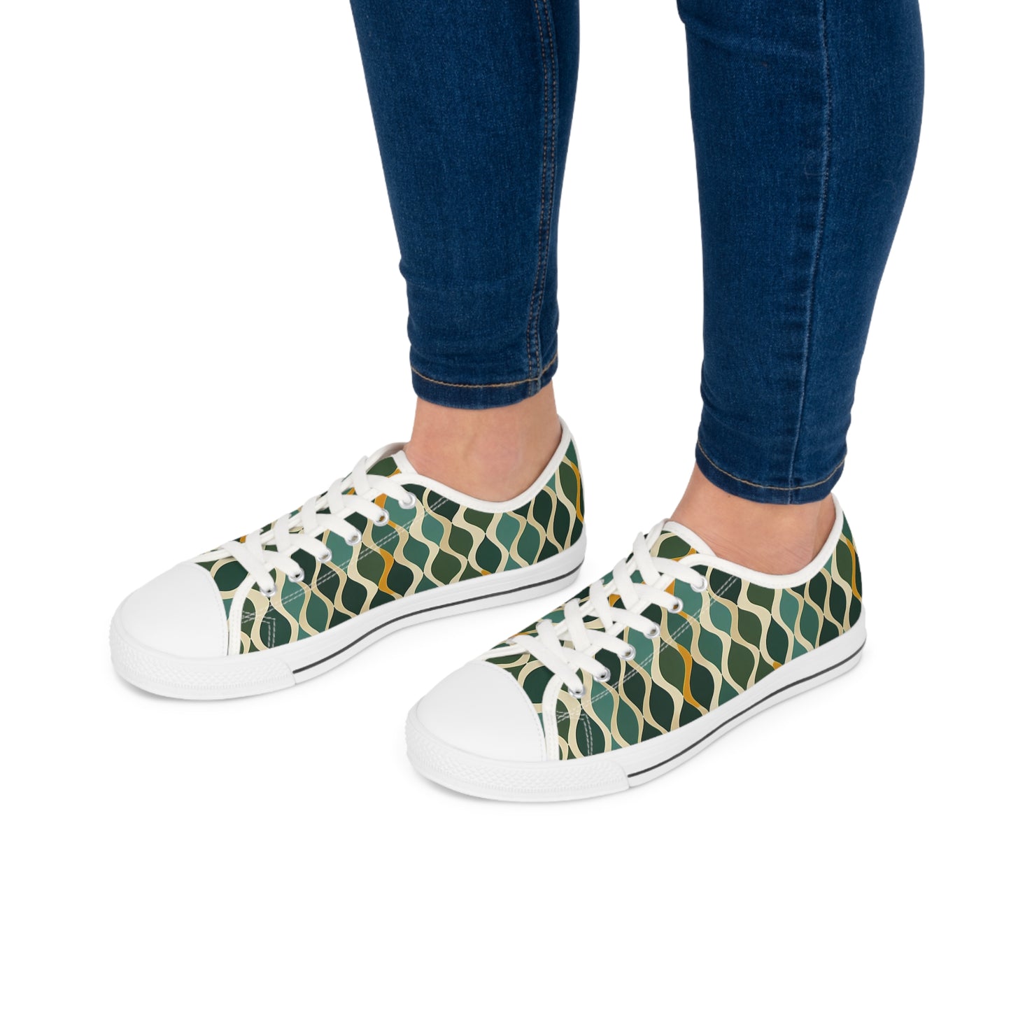 Women's Low Top Sneakers - Deco Aqua Ringlets