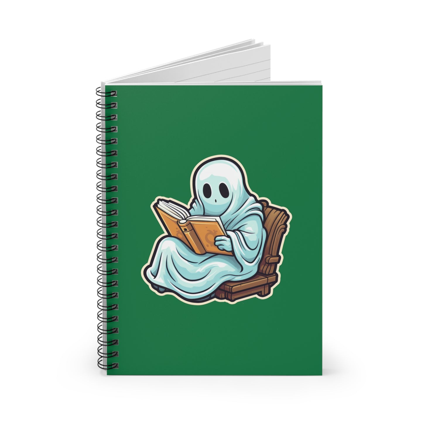 Ghost Reading Books Spiral Notebook with Ruled Line, Halloween Teacher Gift, Librarian, Ghost, Halloween Notebook