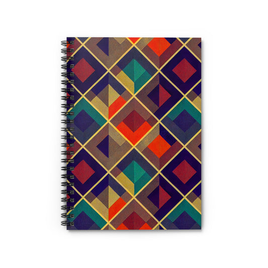Spiral Notebook with Ruled Line - Herringbone Kaleidoscope