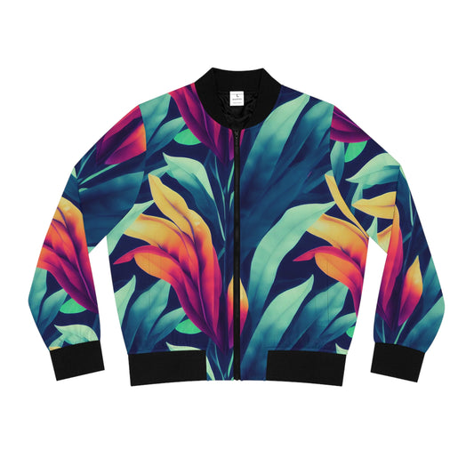 Women's Bomber Jacket - Tropical Oasis