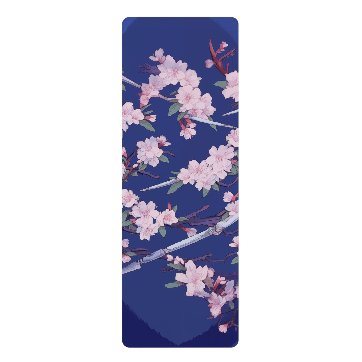 Rubber Yoga Mat- Astrid Matsyasana Katanas Cherry Blossoms