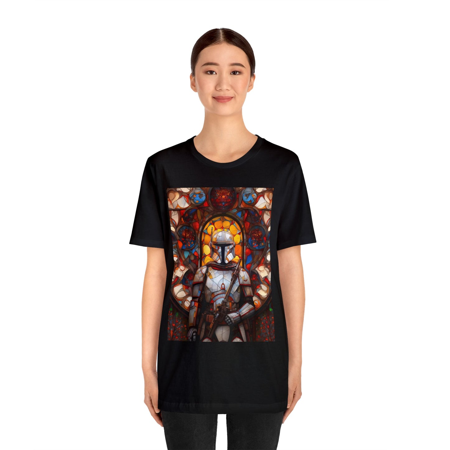 Unisex Jersey Short Sleeve Tee - Snow trooper Catholic Stained Glass Window