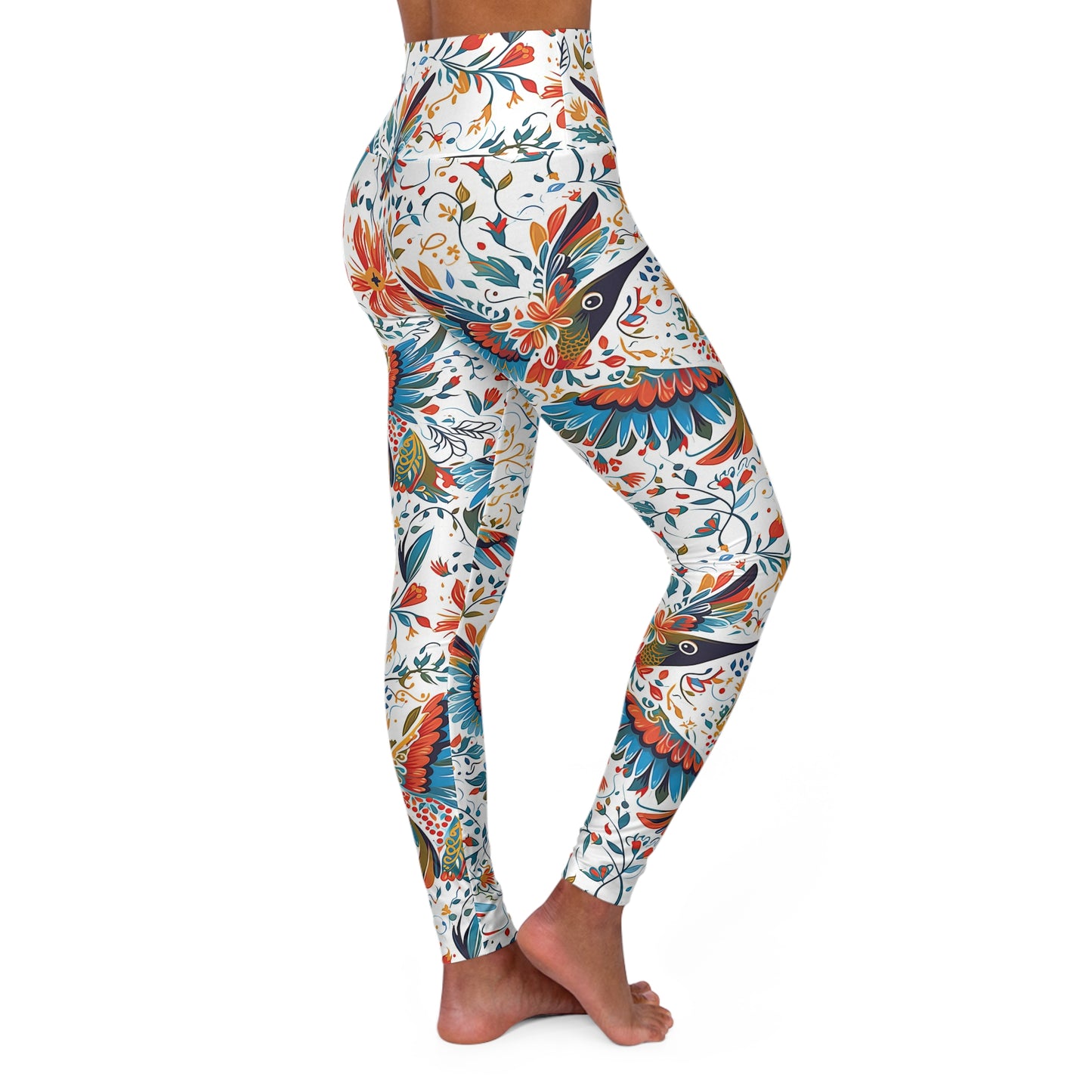 High Waisted Leggings - Colibri Abstract