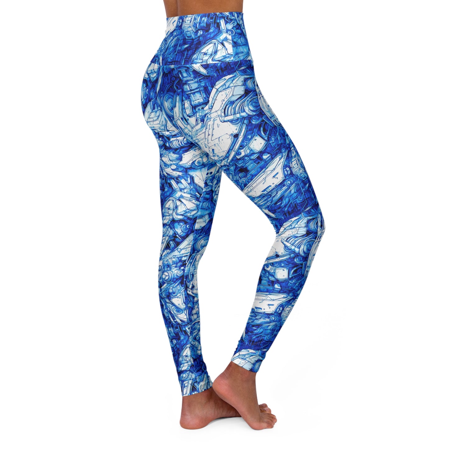 High Waisted Leggings - Mecha Blueprint