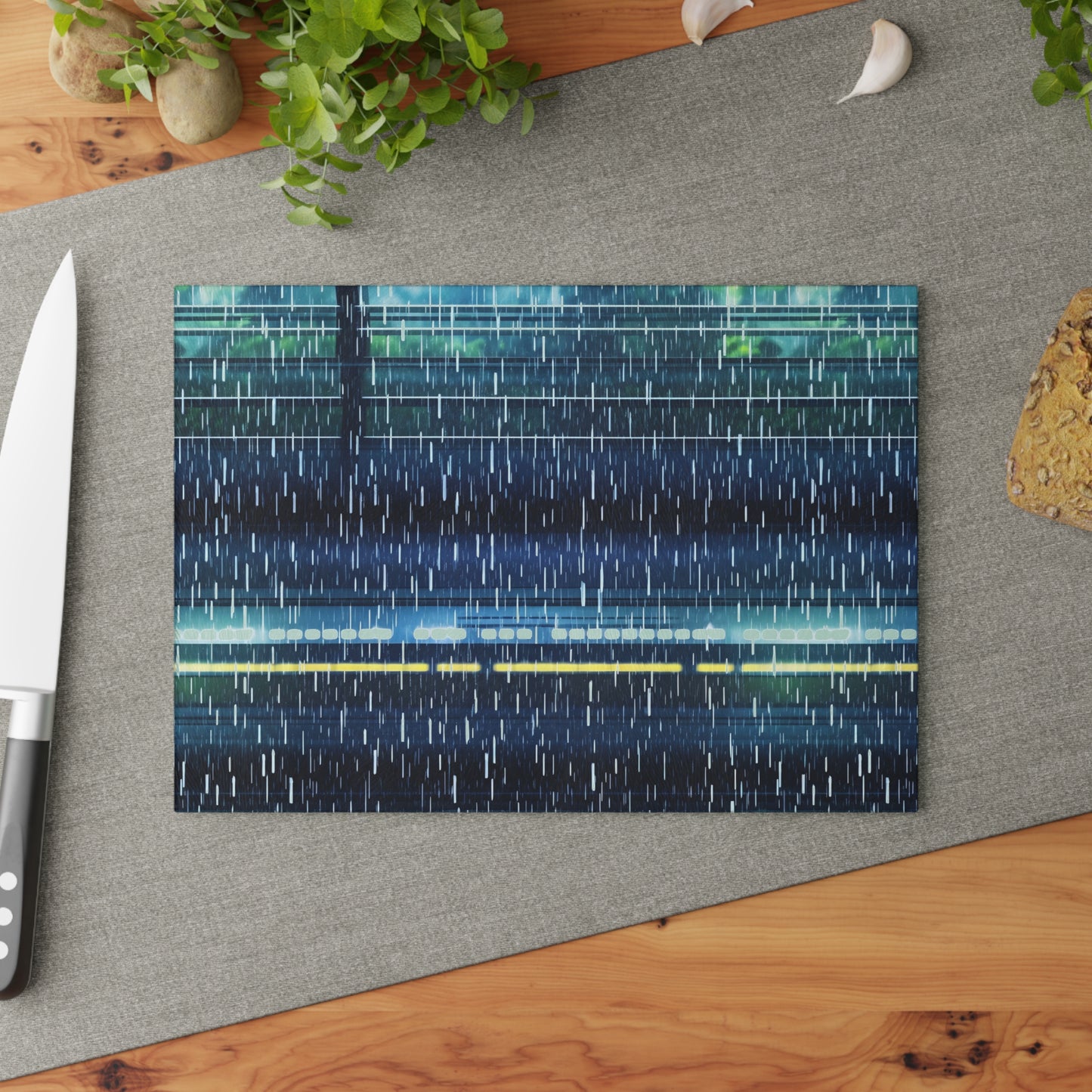 Glass Cutting Board - Bullet Train Typhoon