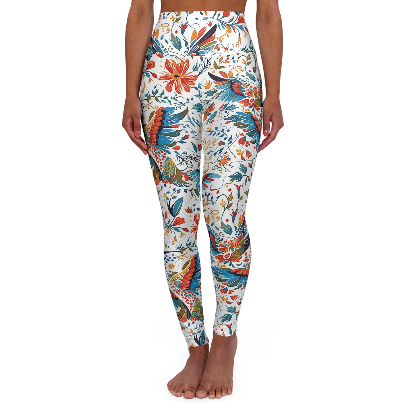 High Waisted Leggings - Colibri Abstract