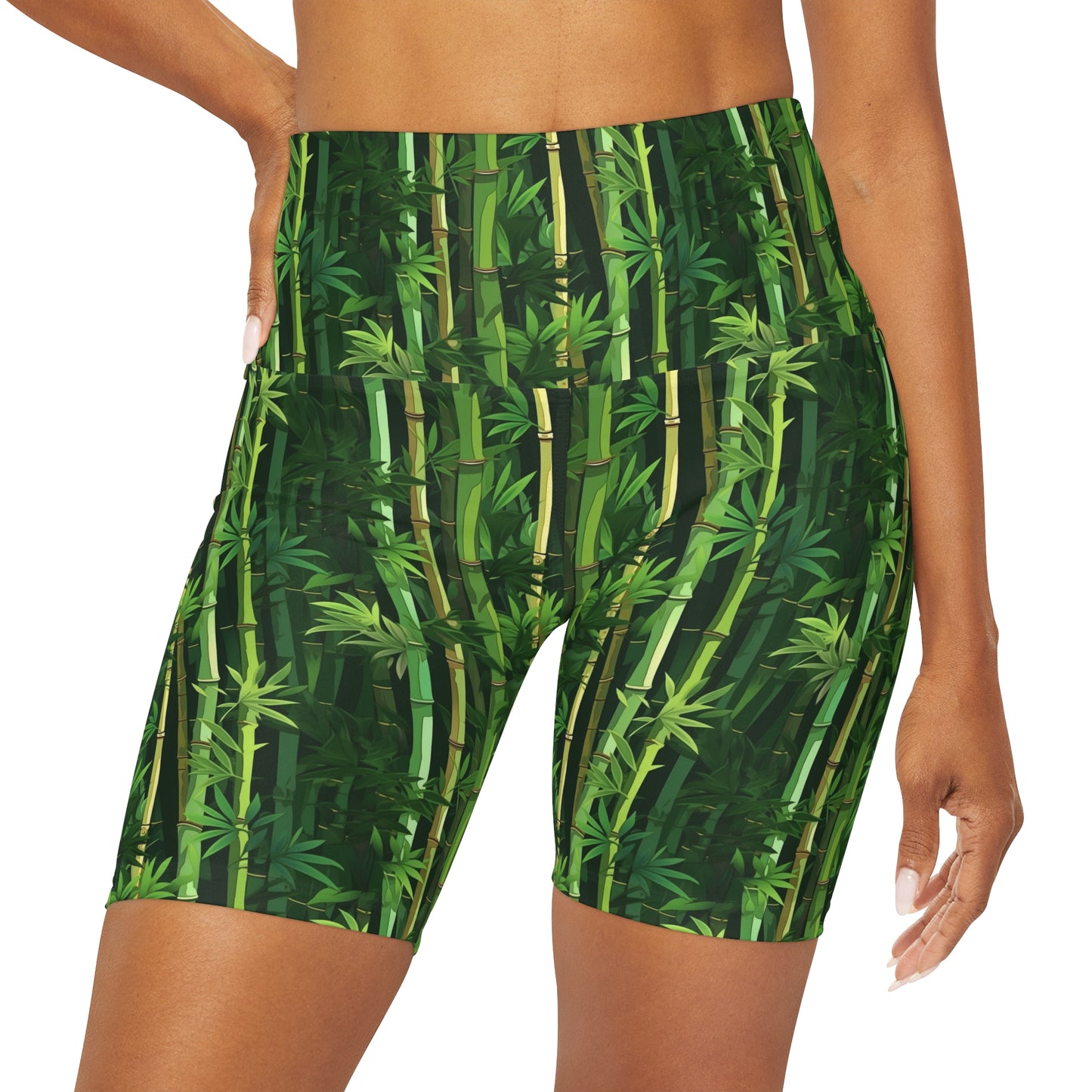 High Waisted Yoga Shorts - Secret Forest