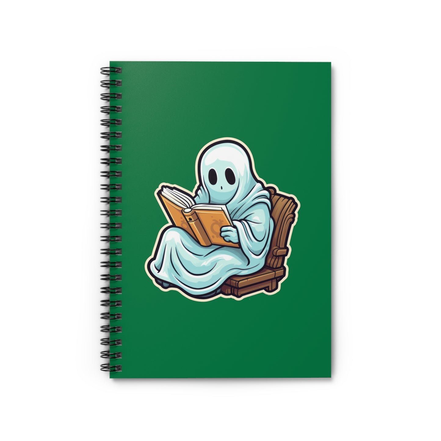 Ghost Reading Books Spiral Notebook with Ruled Line, Halloween Teacher Gift, Librarian, Ghost, Halloween Notebook