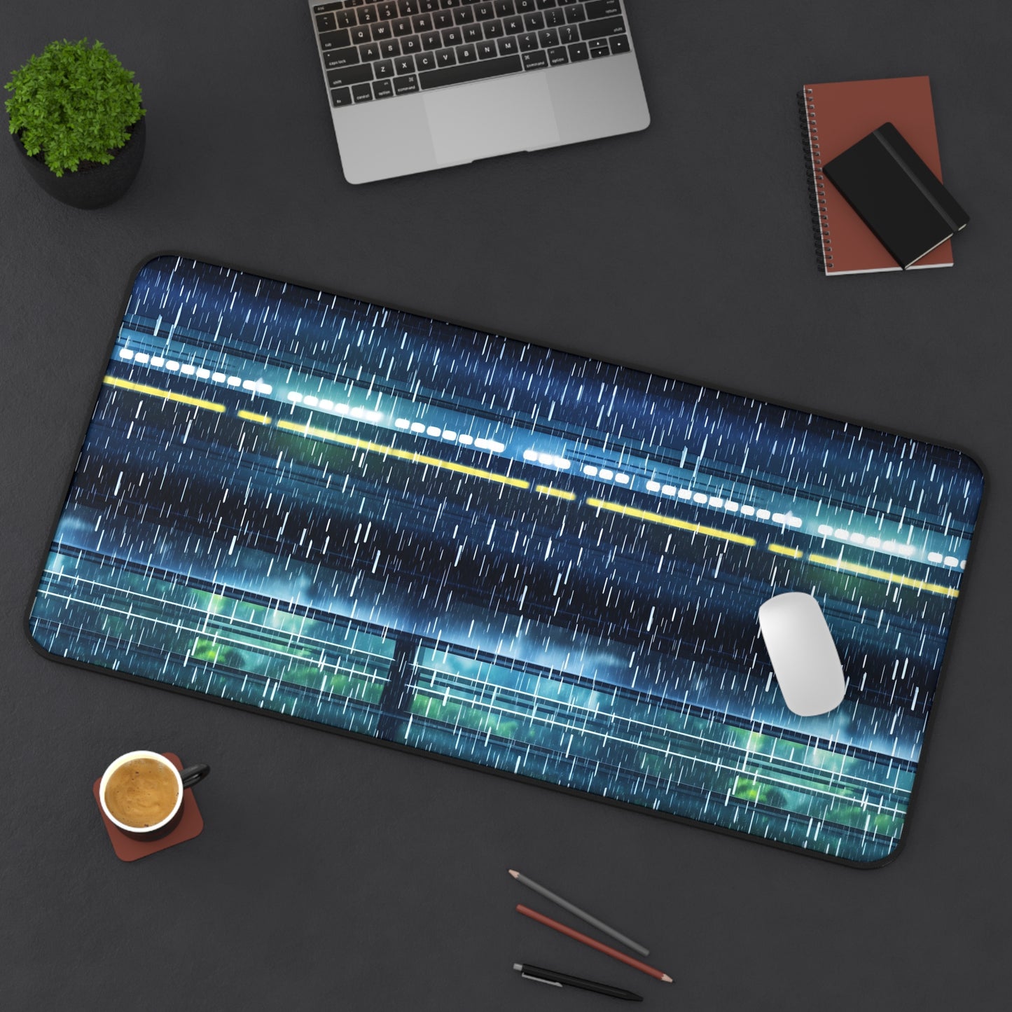 Desk Mat - Bullet Train Typhoon