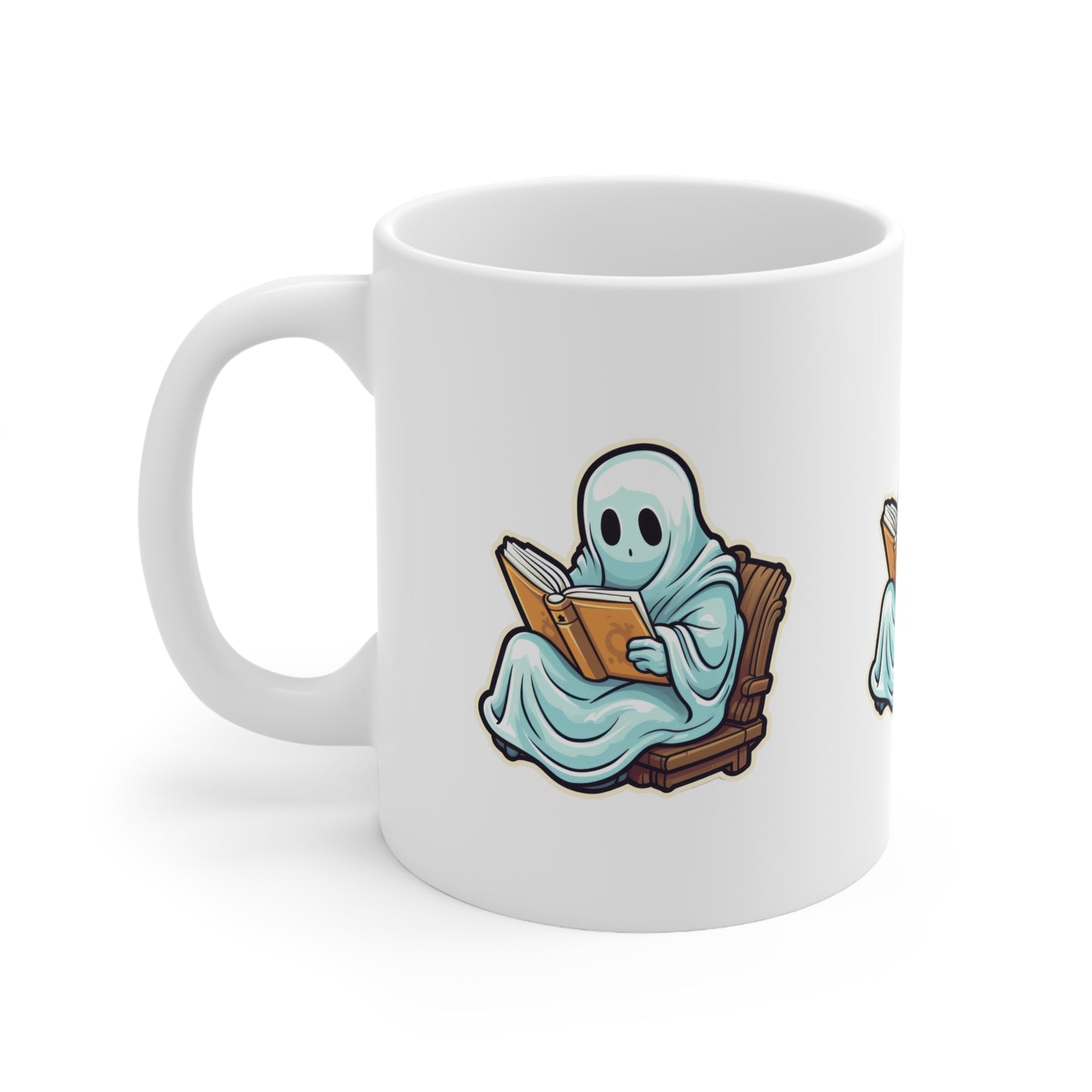 Ghost Reading Books Ceramic Mug, Halloween Teacher Gift, Librarian, Ghost, Halloween Mug