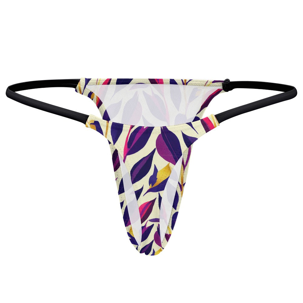 Women's Thin Thong - Violet Flourish Damask