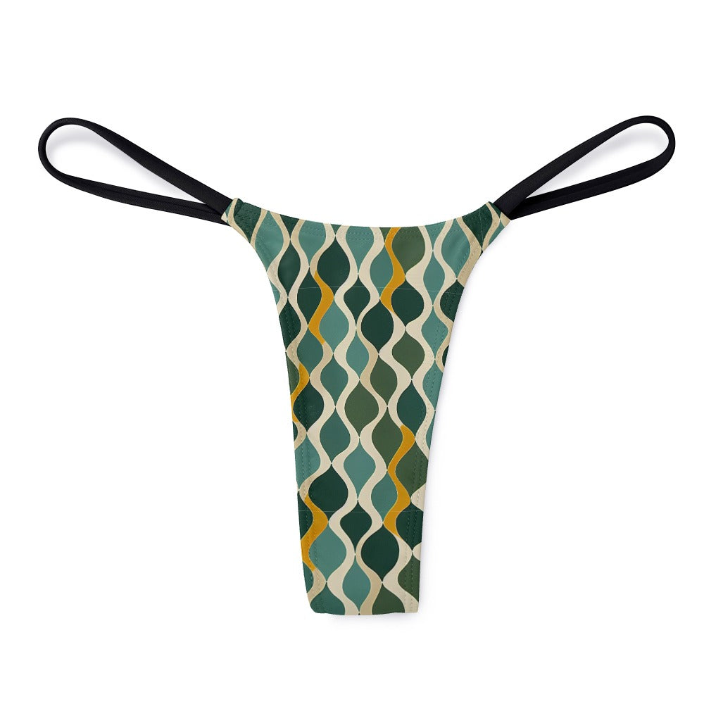 Women's Thin Thong - Deco Aqua Ringlets