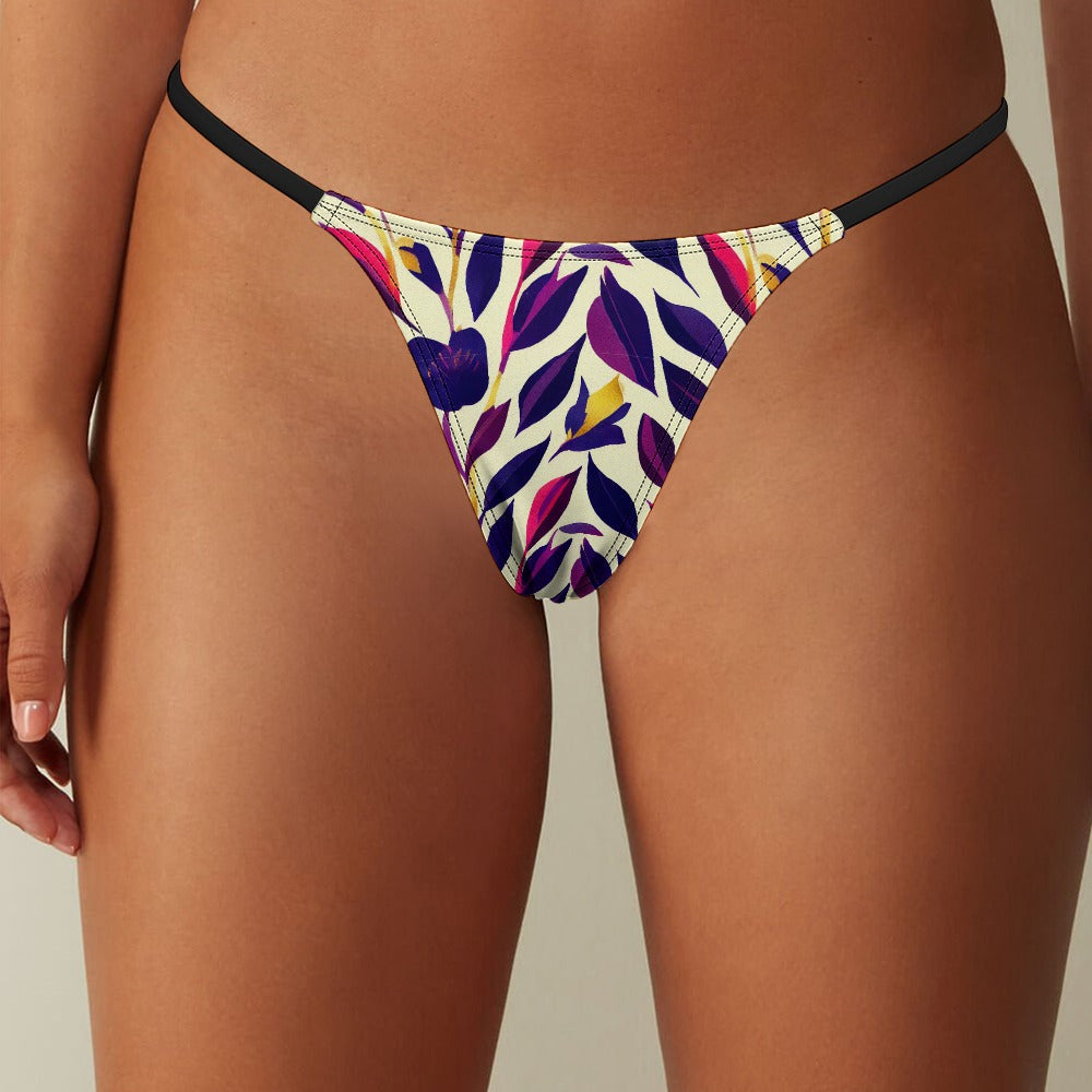 Women's Thin Thong - Violet Flourish Damask