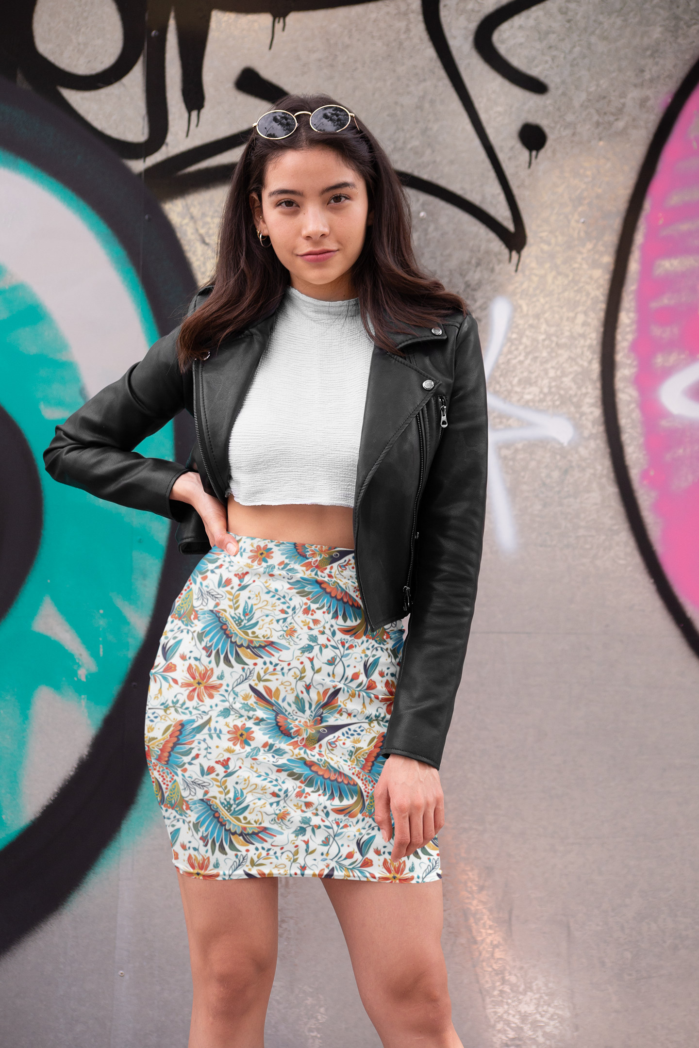 Pencil Skirt - Colibri Abstract