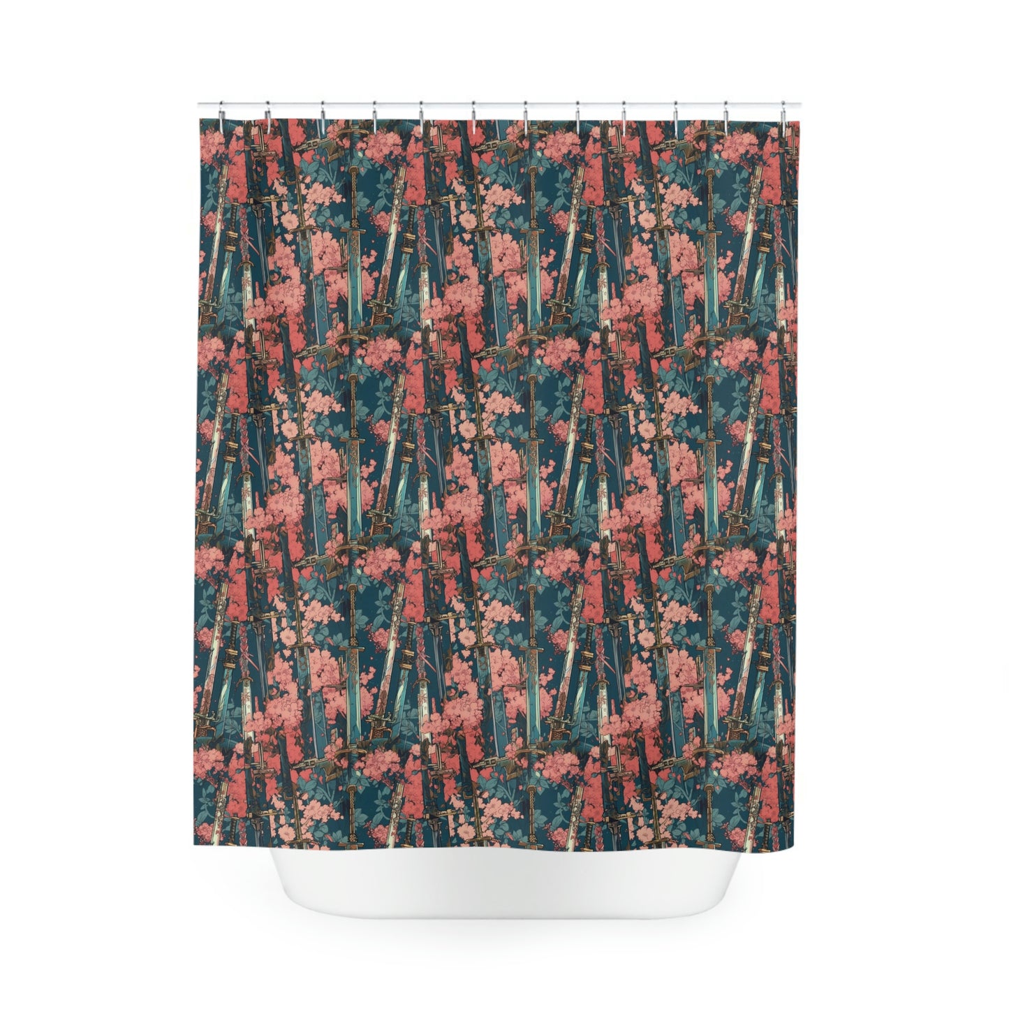 Katanas & Cherry Blossoms - Shower Curtain