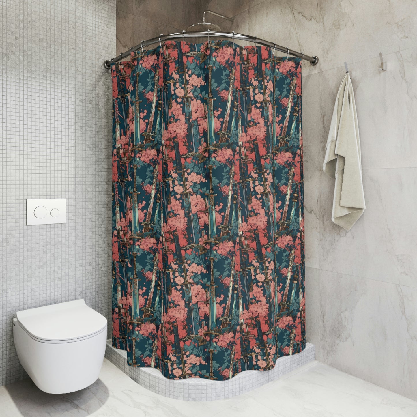 Katanas & Cherry Blossoms - Shower Curtain